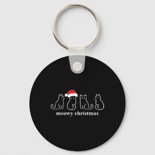 Meowy Catmas Cat Christmas Cute Kitten Cats Santa  Key Ring