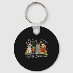 Meowy Catmas Cat Christmas Cute Kitten Cats Santa  Key Ring