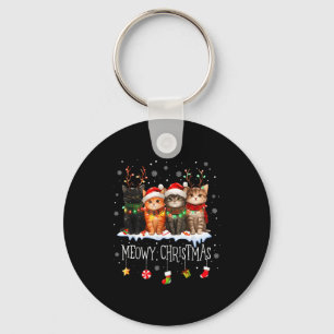 Meowy Catmas Cat Christmas Cute Kitten Cats Santa Key Ring