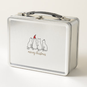 Meowy Catmas Cat Christmas Cute Kitten Cats Santa Metal Lunch Box