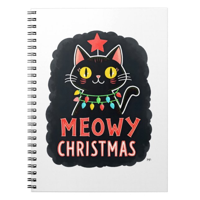 Meowy Catmas Cat Christmas Cute Kitten Cats Santa  Notebook (Front)