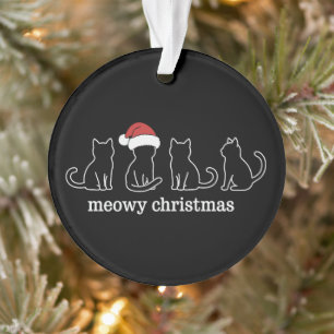 Meowy Catmas Cat Christmas Cute Kitten Cats Santa Ornament
