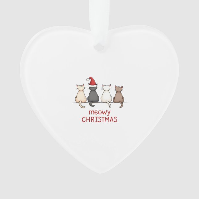 Meowy Catmas Cat Christmas Cute Kitten Cats Santa  Ornament (Front)