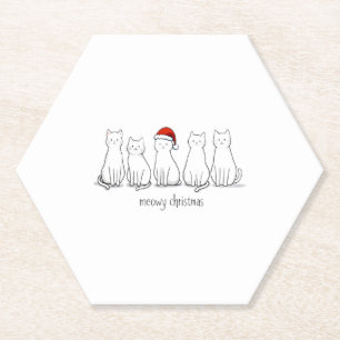 Meowy Catmas Cat Christmas Cute Kitten Cats Santa  Paper Coaster