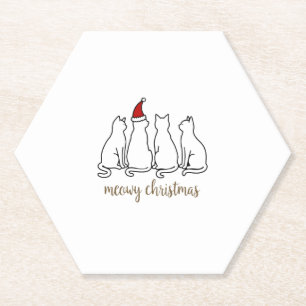 Meowy Catmas Cat Christmas Cute Kitten Cats Santa  Paper Coaster