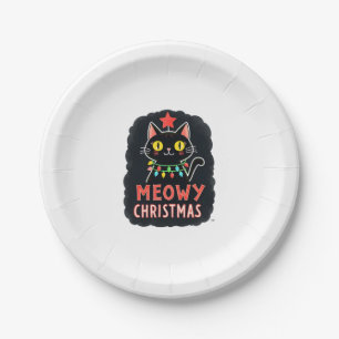 Meowy Catmas Cat Christmas Cute Kitten Cats Santa Paper Plate