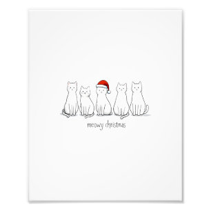 Meowy Catmas Cat Christmas Cute Kitten Cats Santa Photo Print
