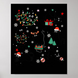 Meowy Catmas Cat Christmas Cute Kitten Cats Santa  Poster