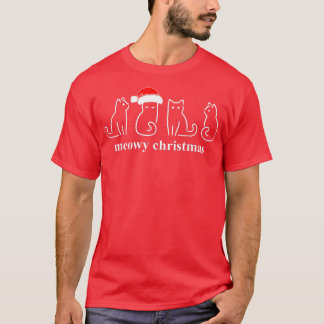 Meowy Catmas Cat Christmas Cute Kitten Cats Santa  T-Shirt