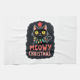 Meowy Catmas Cat Christmas Cute Kitten Cats Santa Tea Towel