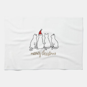 Meowy Catmas Cat Christmas Cute Kitten Cats Santa Tea Towel