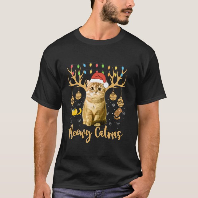 Meowy Catmas Cat Christmas Funny Xmas Men Women Sa T-Shirt (Front)