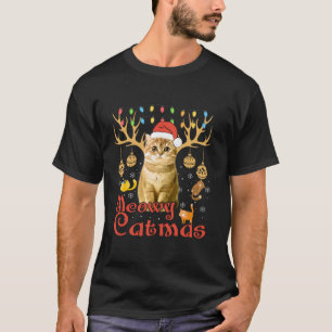 Meowy Catmas Cat Christmas Funny Xmas Women Santa T-Shirt