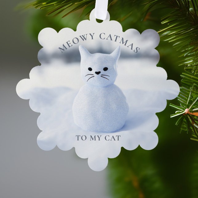 Meowy Catmas Cat Christmas Holiday Tree Decoration Card (Add your cat's name to this cute paper ornament and hang it where they can play with it)
