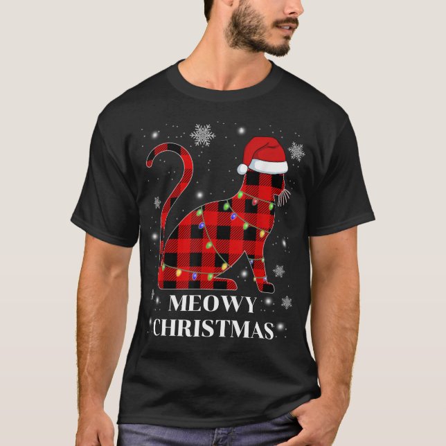 Meowy Catmas Cat Christmas Kids Boys Girls Family T-Shirt (Front)