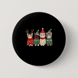 Meowy Catmas Cat Christmas Lights Xmas Pajamas Cat 6 Cm Round Badge