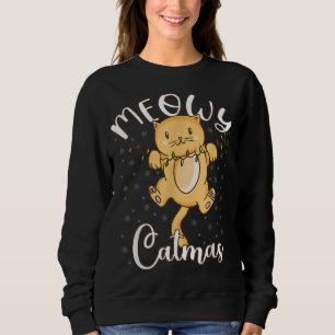 Meowy Catmas Cat Christmas Tree Funny Xmas Sweatshirt