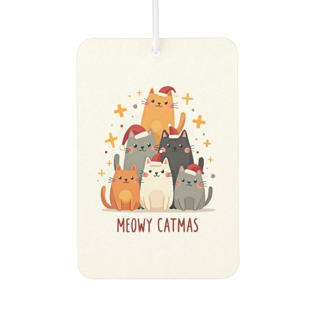 Meowy Catmas Cat Christmas Tree Xmas (1) Car Air Freshener (Front)