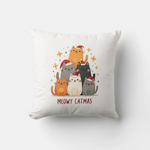 Meowy Catmas Cat Christmas Tree Xmas (1) Cushion
