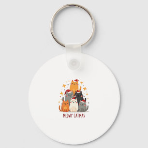 Meowy Catmas Cat Christmas Tree Xmas (1) Key Ring