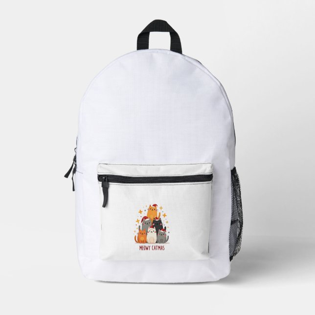 Meowy Catmas Cat Christmas Tree Xmas (1) Printed Backpack (Front)