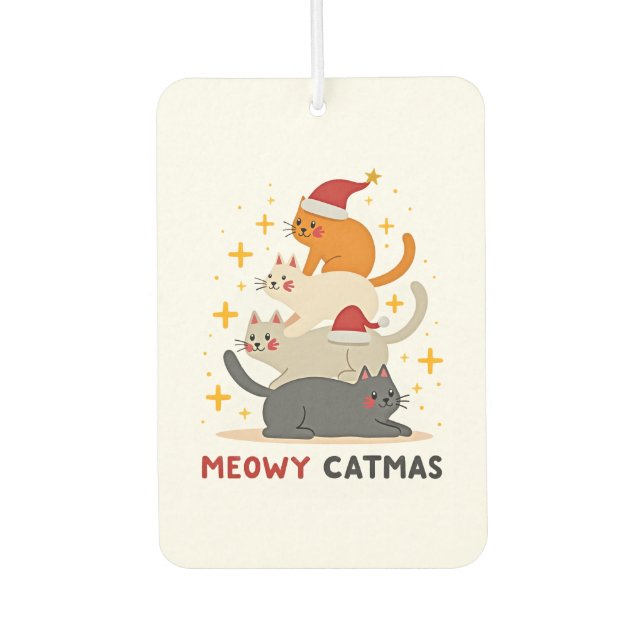 Meowy Catmas Cat Christmas Tree Xmas (2) Car Air Freshener (Front)