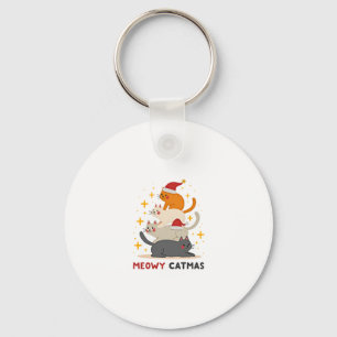 Meowy Catmas Cat Christmas Tree Xmas (2) Key Ring