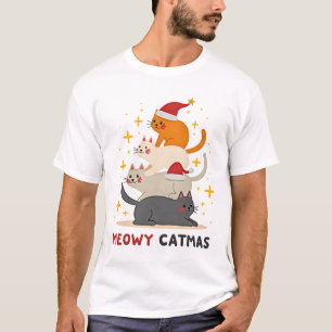 Meowy Catmas Cat Christmas Tree Xmas (2) T-Shirt