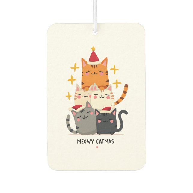 Meowy Catmas Cat Christmas Tree Xmas (3) Car Air Freshener (Front)