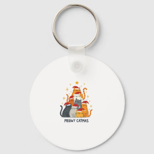 Meowy Catmas Cat Christmas Tree Xmas (4) Key Ring