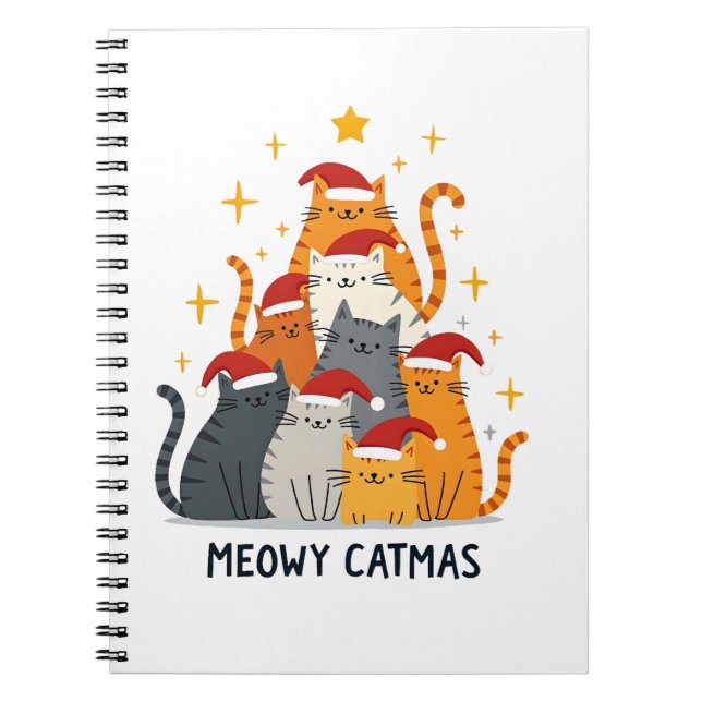 Meowy Catmas Cat Christmas Tree Xmas (4) Notebook (Front)