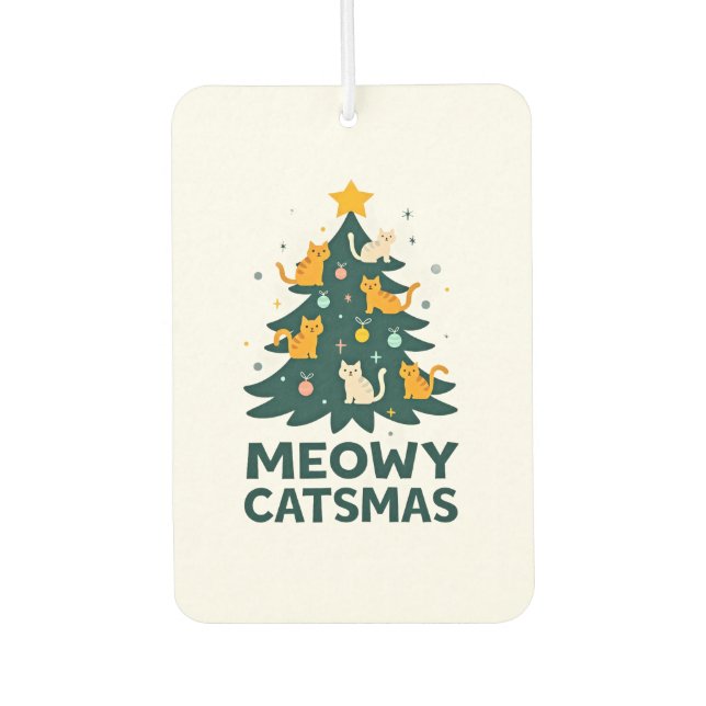 Meowy Catmas Cat Christmas Tree Xmas Funny Santa C Car Air Freshener (Front)