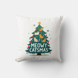 Meowy Catmas Cat Christmas Tree Xmas Funny Santa C Cushion