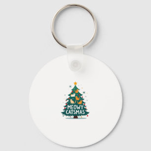 Meowy Catmas Cat Christmas Tree Xmas Funny Santa C Key Ring