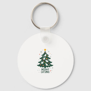 Meowy Catmas Cat Christmas Tree Xmas Funny Santa C Key Ring