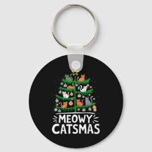 Meowy Catmas Cat Christmas Tree Xmas Funny Santa C Key Ring