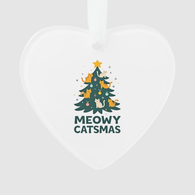 Meowy Catmas Cat Christmas Tree Xmas Funny Santa C Ornament (Front)