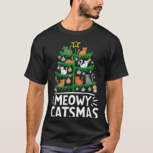 Meowy Catmas Cat Christmas Tree Xmas Funny Santa C T-Shirt