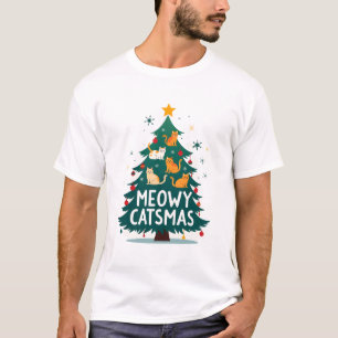 Meowy Catmas Cat Christmas Tree Xmas Funny Santa C T-Shirt