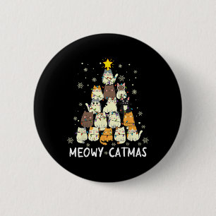 Meowy Catmas Cat Christmas Tree Xmas Girls Boys Fu 6 Cm Round Badge