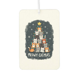 Meowy Catmas Cat Christmas Tree Xmas Girls Boys Fu Car Air Freshener