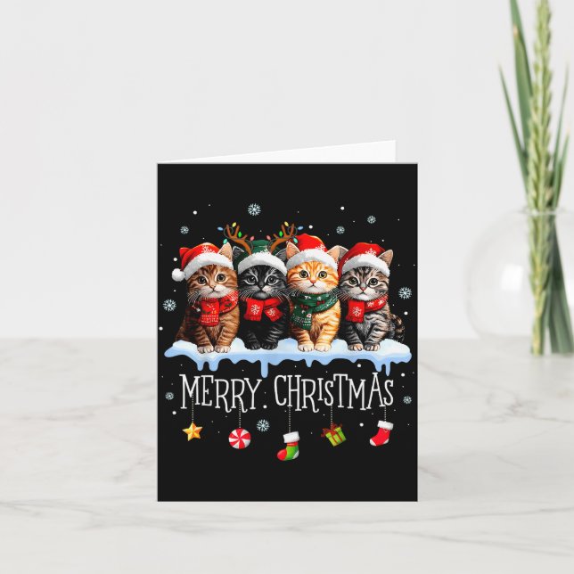 Meowy Catmas Cat Christmas Tree Xmas Girls Boys Fu Card (Front)