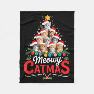 Meowy Catmas Cat Christmas Tree Xmas Girls Boys Fu Fleece Blanket