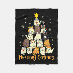 Meowy Catmas Cat Christmas Tree Xmas Girls Boys Fu Fleece Blanket
