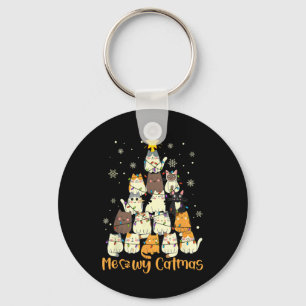 Meowy Catmas Cat Christmas Tree Xmas Girls Boys Fu Key Ring