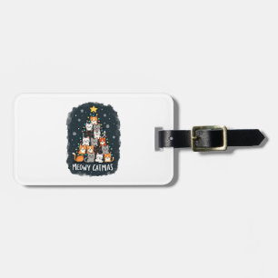 Meowy Catmas Cat Christmas Tree Xmas Girls Boys Fu Luggage Tag