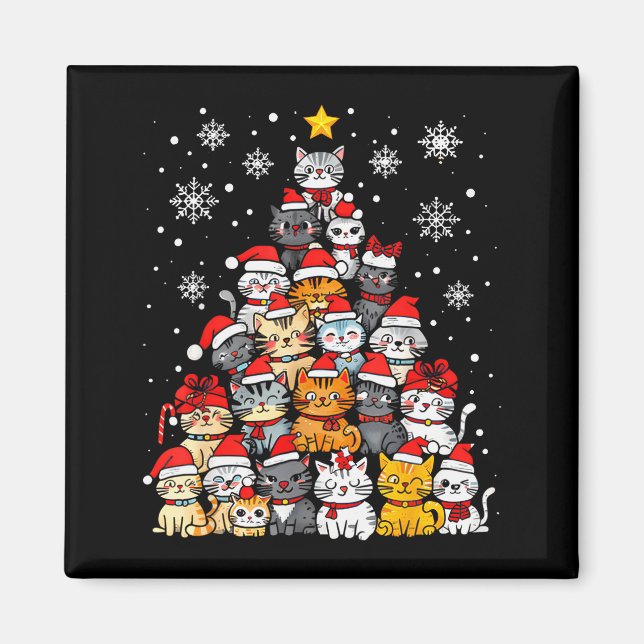 Meowy Catmas Cat Christmas Tree Xmas Girls Boys Fu Magnet (Front)