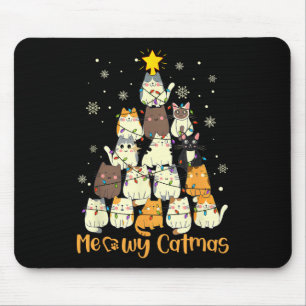 Meowy Catmas Cat Christmas Tree Xmas Girls Boys Fu Mouse Mat