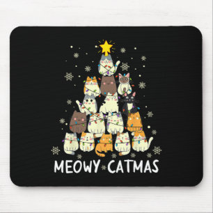 Meowy Catmas Cat Christmas Tree Xmas Girls Boys Fu Mouse Mat