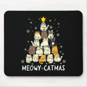 Meowy Catmas Cat Christmas Tree Xmas Girls Boys Fu Mouse Mat
